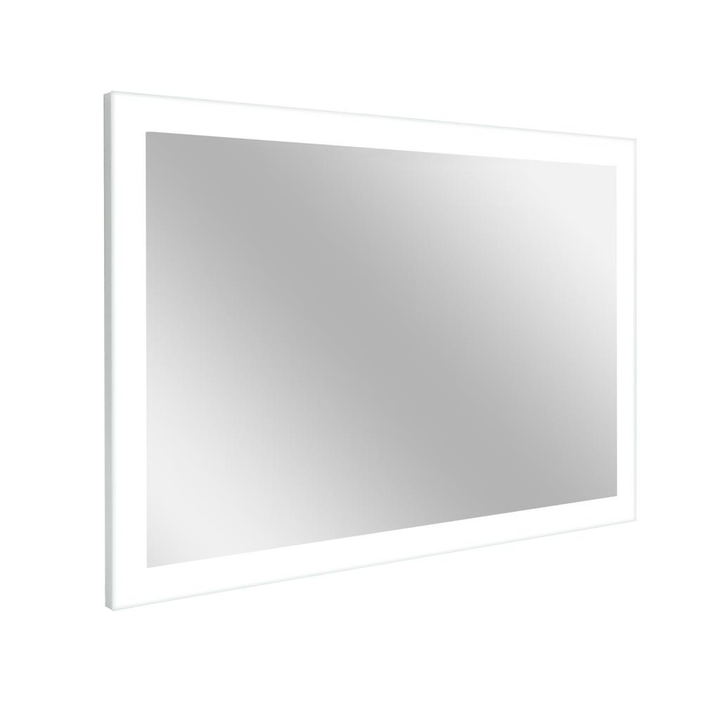 American Art Decor Medium Rectangle White Lighted Modern Mirror (24.5 ...