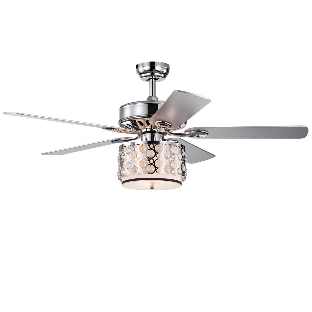 Warehouse Of Tiffany Shepherd 52 In Indoor Chrome Remote Controlled Ceiling Fan With Light Kit