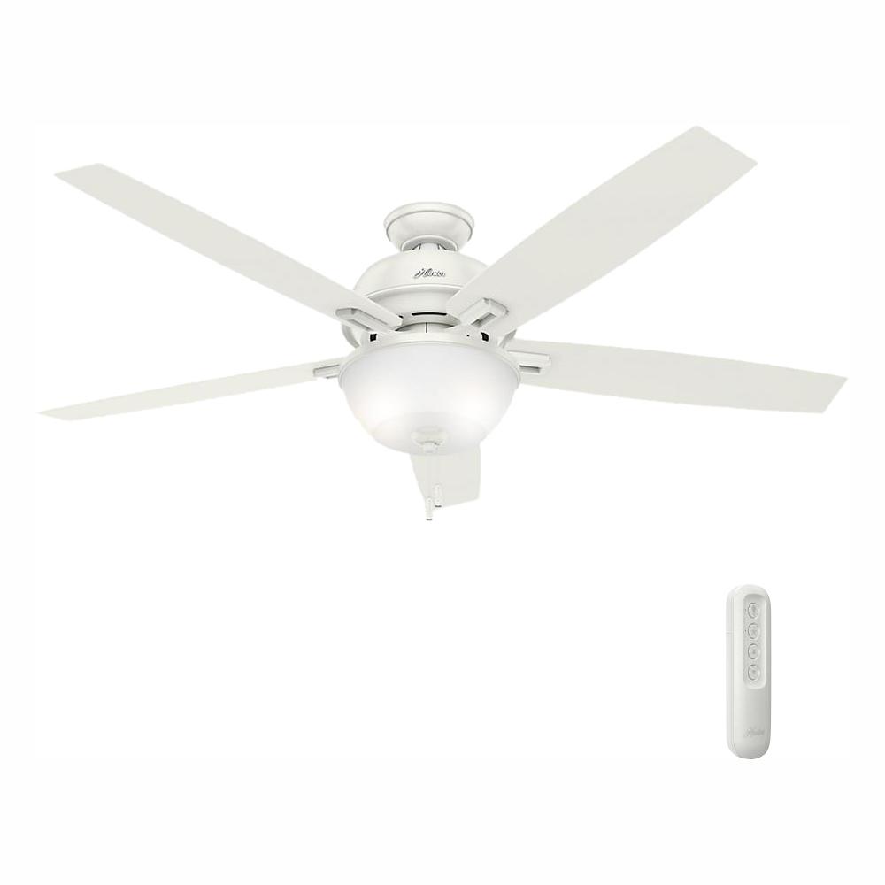 Hunter Donegan 60 In Led Indoor Fresh White Ceiling Fan With Light And Bundled With Universal Remote Control