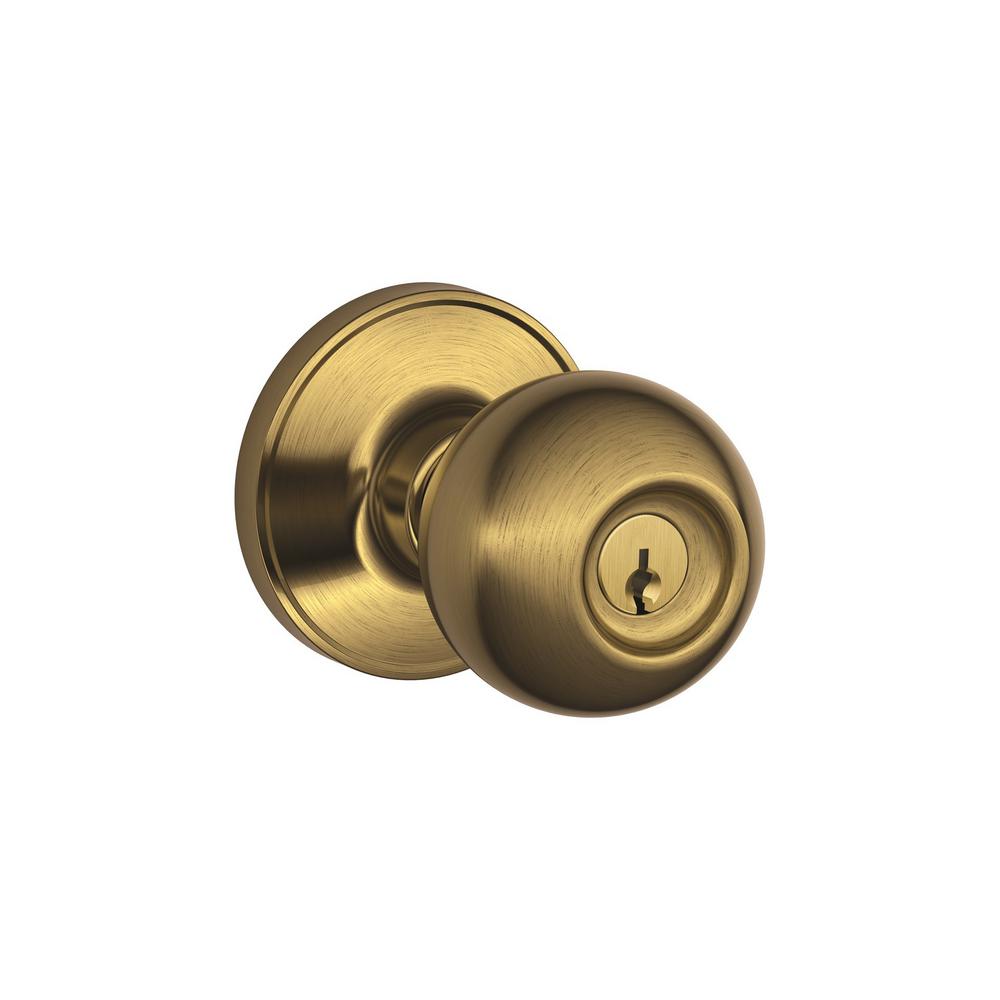 Schlage Orbit Series Brass Keyed Entry Door Handleset with Adjustable