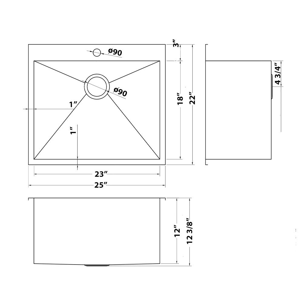 Ruvati 25 In X 22 In X 12 In Deep Drop In Top Mount Single Bowl 16 Gauge Stainless Steel Laundry Utility Sink Rvu6010 The Home Depot