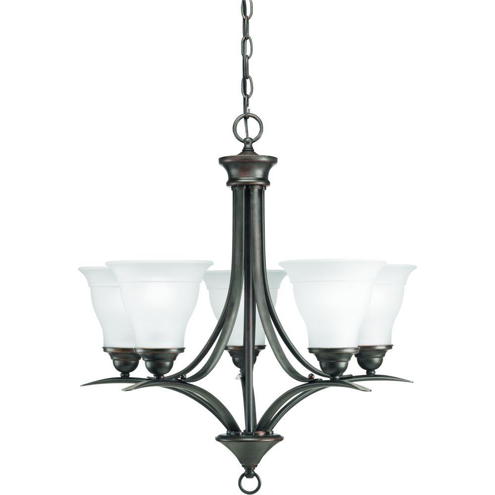 Progress Lighting Trinity 5 Light Antique Bronze Chandelier With Etched Gl Progress Lighting Trinity 5 Light Antique Bronze Chandelier With Etched Gl
