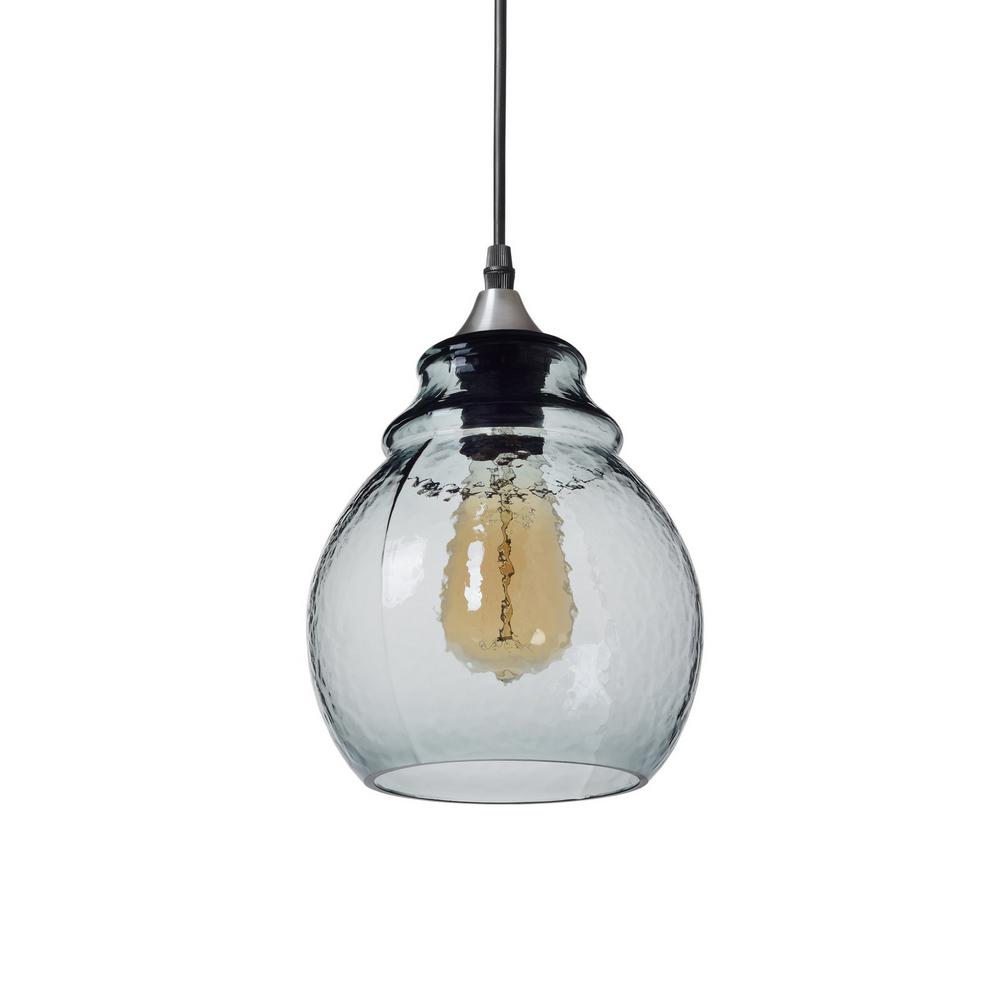 Casamotion 10 In H 1 Light Silver Hammered Gl Pendant With Light Silver Hammered Gl Pendant