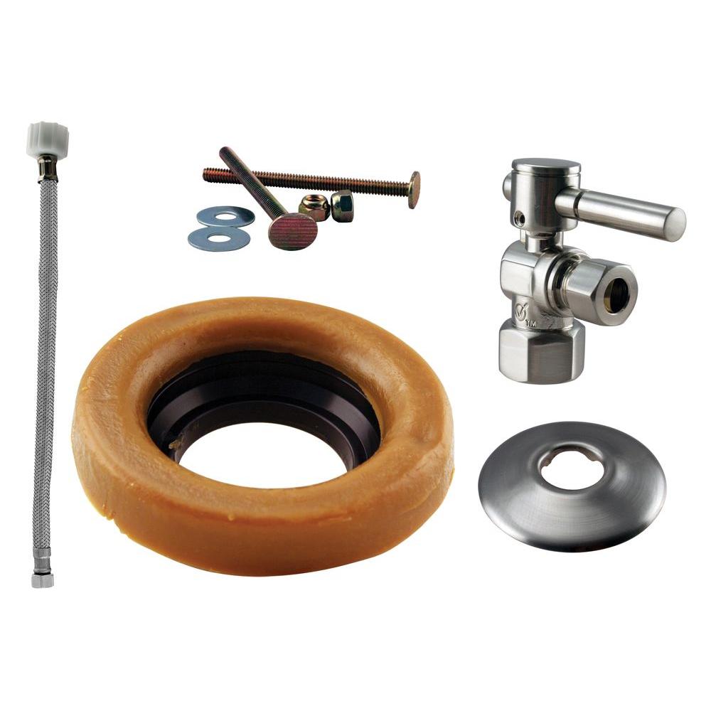 Westbrass 1/2 in. IPS Lever Handle Angle Stop Toilet Installation Kit with Steel Supply Line in