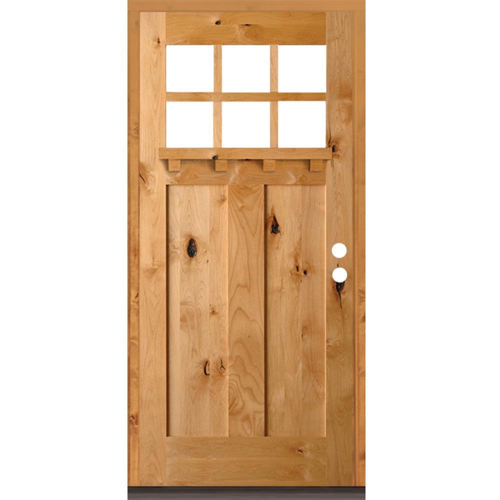 Jeld Wen 36 In X 80 In 6 Lite Craftsman Unfinished Wood Prehung Left Hand Outswing Front Door W Primed Rot Resistant Jamb O04449 The Home Depot
