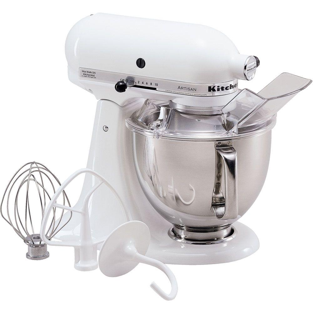 KitchenAid Artisan 5 Qt. 10Speed White Stand Mixer with Flat Beater, 6