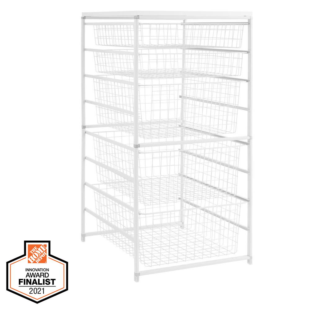 Everbilt 34.76 in. H x 21.50 in. W White Steel 5-Drawer Close Mesh Wire Basket