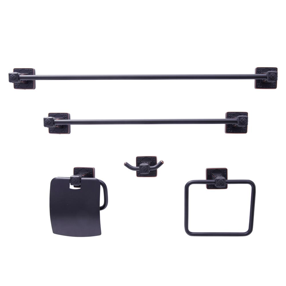 Dyconn Reno Series 5-Piece Bath Accessory Set in Oil-Rubbed Bronze by Dyconn