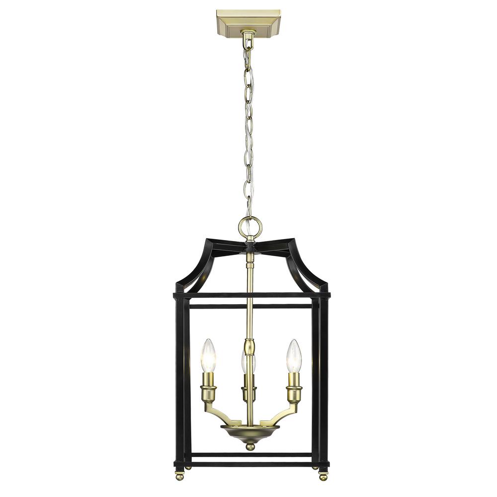 Golden Lighting Leighton 3Light Satin Brass and Black Pendant Light84013P SBBLK The Home Depot
