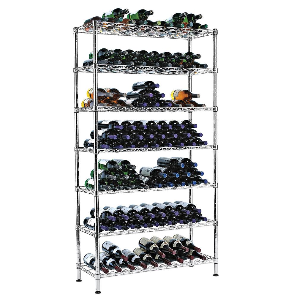 Wire Stainless Steel Shelving Storage Organization The H Steel Pantry Wine Rack 7 Rows