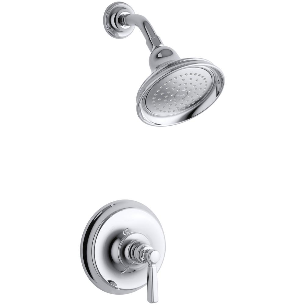 Kohler Bancroft 1 Spray 6 83 In 2 5 Gpm Fixed Showerhead With Metal Lever Handle Polished Chrome