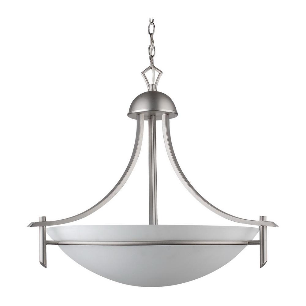 Cambridge 3Light Brushed Pewter Chandelier with Etched Dove White