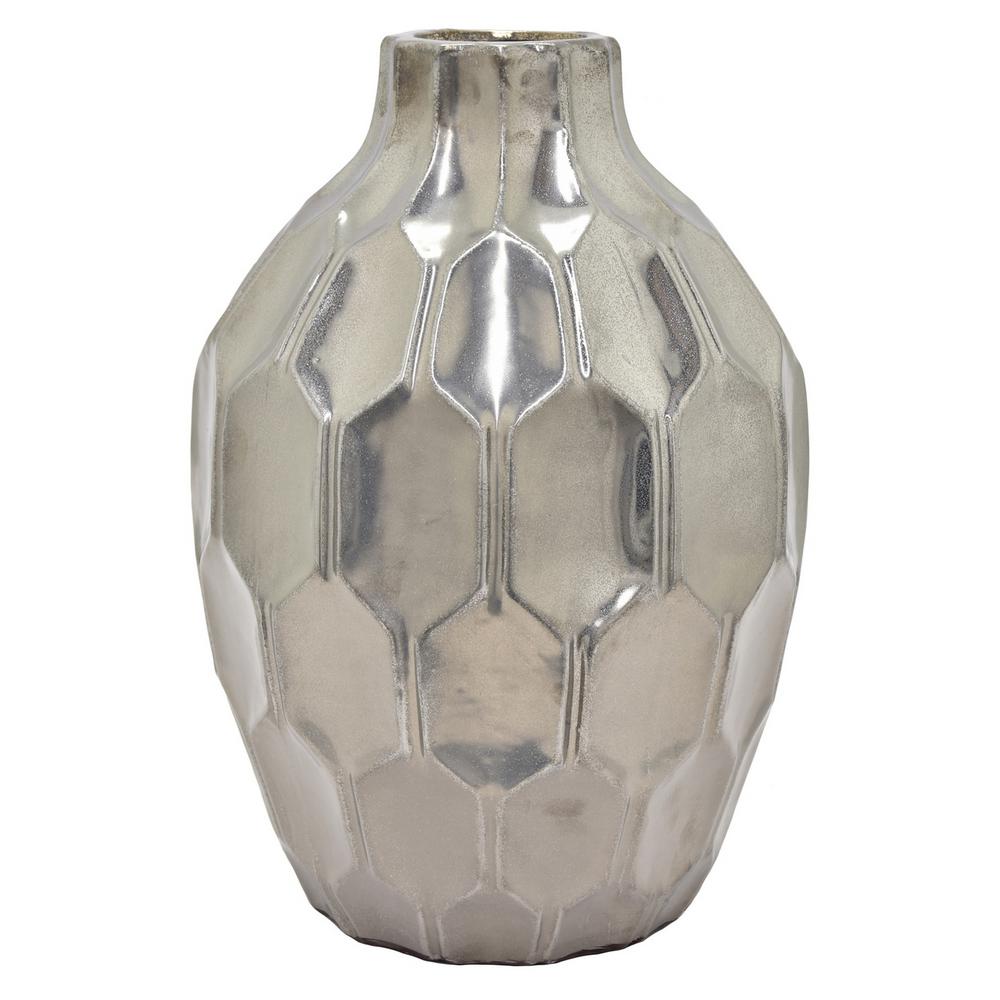 Three Hands 18 In Silver Ceramic Vase 91499 The Home Depot