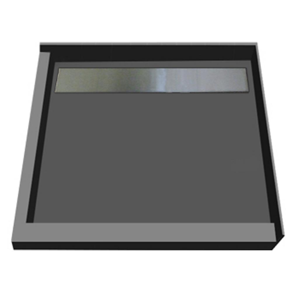 Redi Trench 48 in. x 48 in. Double Threshold Shower Base with Back Drain in Gray and Solid