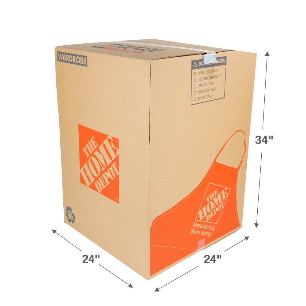 The Home Depot 24 in. L x 24 in. W x 34 in. D Wardrobe Moving Box with