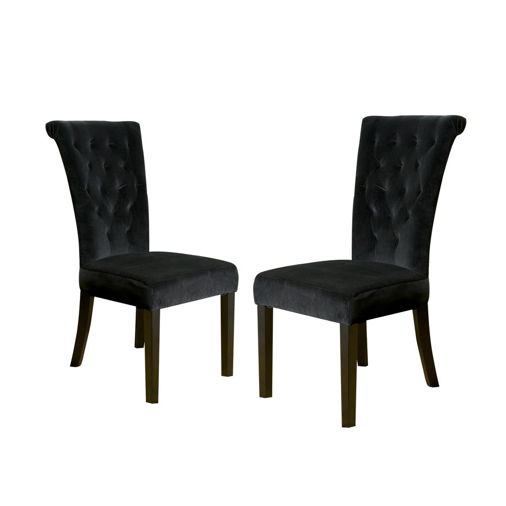 Noble House Venetian Black Velvet Tufted Dining Chairs Set Of 2 1241 The Home Depot