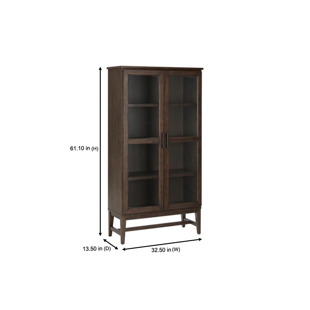 Bellamy Smoke Brown Wood 5 Shelf Bookcase With Glass Doors With Adjustable Shelves 32 5 In W X 61 1 In H