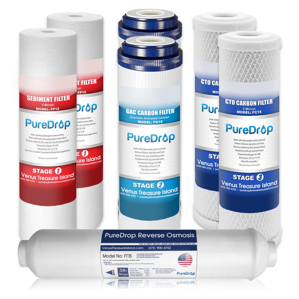 PureDrop 1Year Replacement Filter Pack for Standard 5Stage Reverse