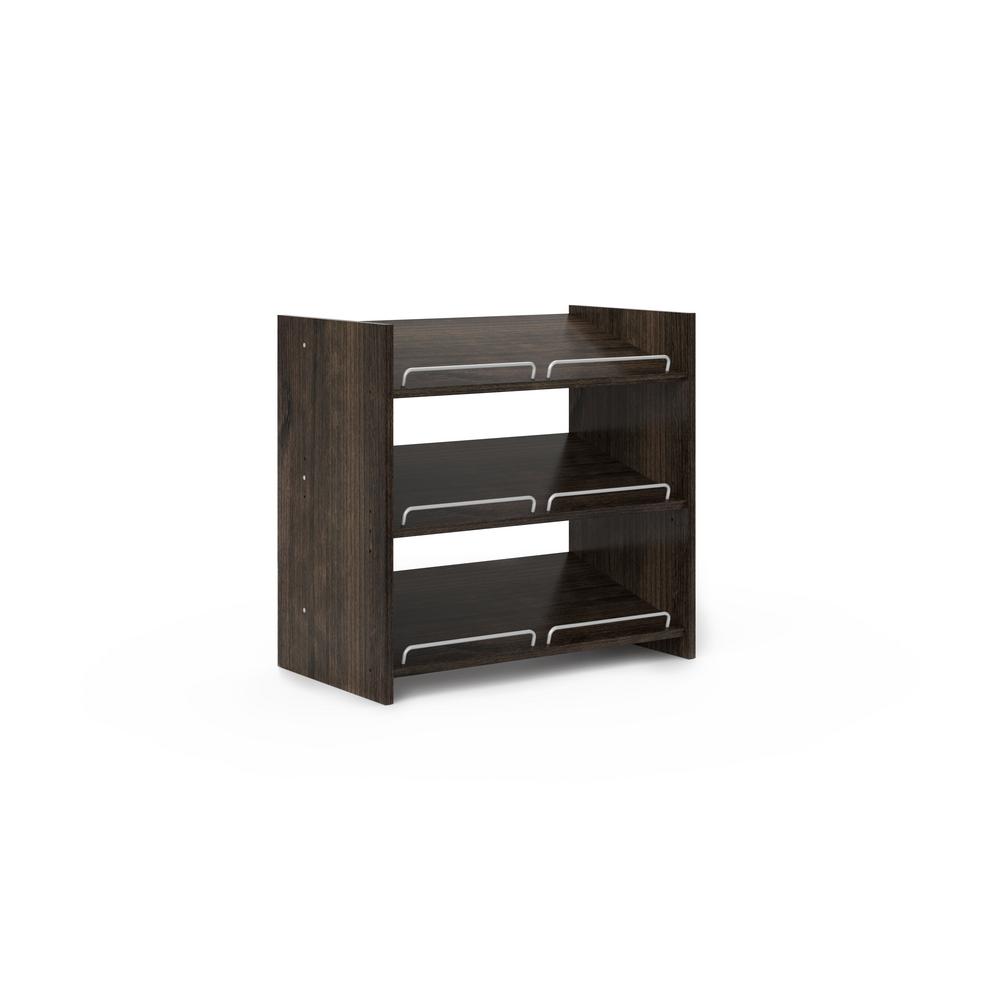 Closet Evolution 25 In H X 25 125 In W X 14 In D 9 Pair Espresso Wood Stackable Shoe Storage Tr21 The Home Depot