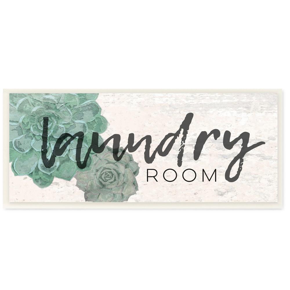 7 In X 17 In Laundry Room Sage Blue Green Succulents Soft Textured Paper Look By Jessica Mundo Wood Wall Art