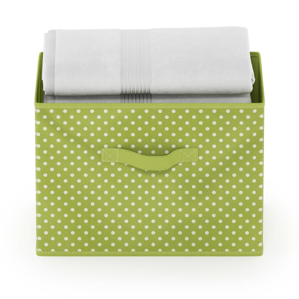 Furinno SD11144GR Laci Dot Design Non-Woven Fabric Soft Storage Organizer Green Small 