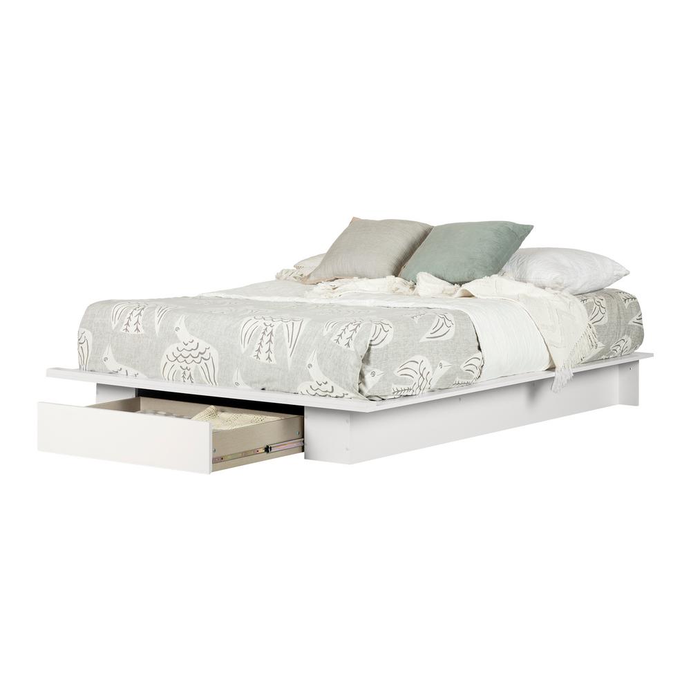 South Shore Holland 1 Drawer Full Queen Size Platform Bed In Pure