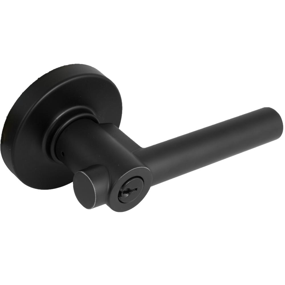 Defiant Woodbridge Matte Black Keyed Entry Door Lever with Round Rose