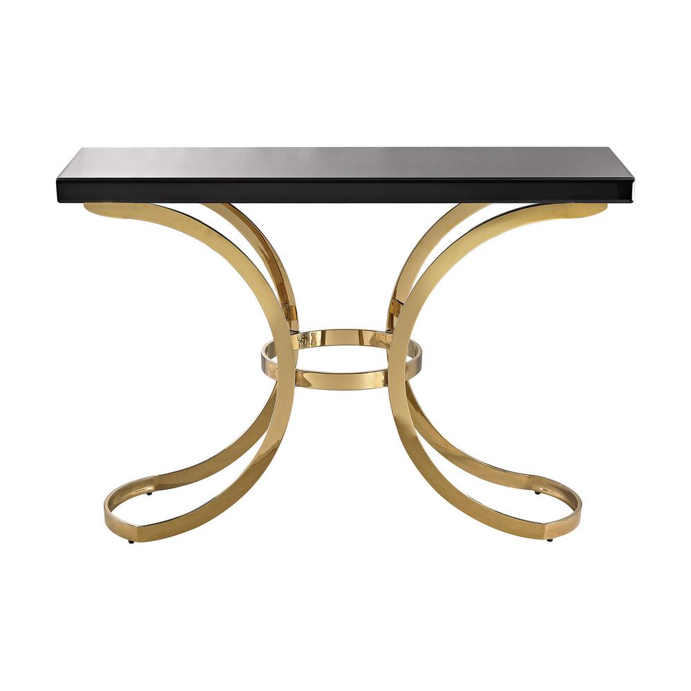 Titan Lighting Beacon Towers Black And Gold Glass Top Console