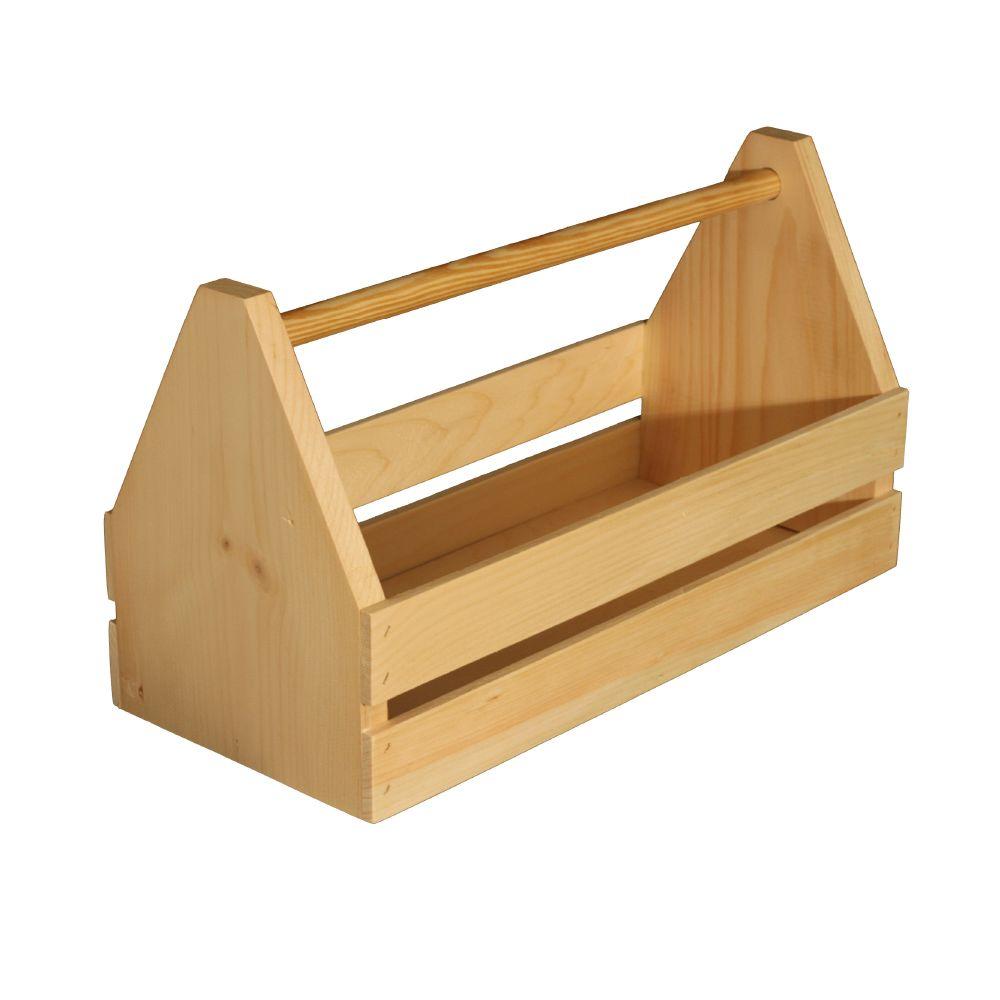 Crates & Pallet 18 in. x 11 in. Natural Pine Wooden Toolbox-67330 - The