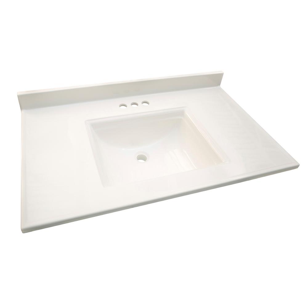 Design House Camilla 25 In Cultured Marble Vanity Top Solid Cultured Marble Vanity Top In Solid White With Basin