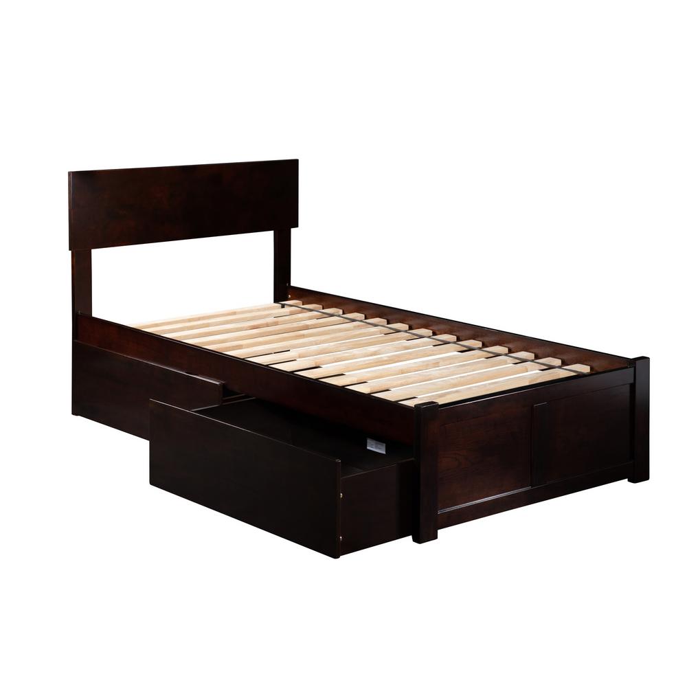 Beds Headboards Bedroom Furniture The Home Depot Orlando Espresso Twin Platform Bed With Flat Panel Foot Board And 2 Urban Drawers