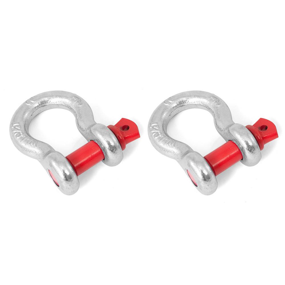 Rugged Ridge 5/8 in. Steel DRing Shackle Pair with Red Pin11235.02