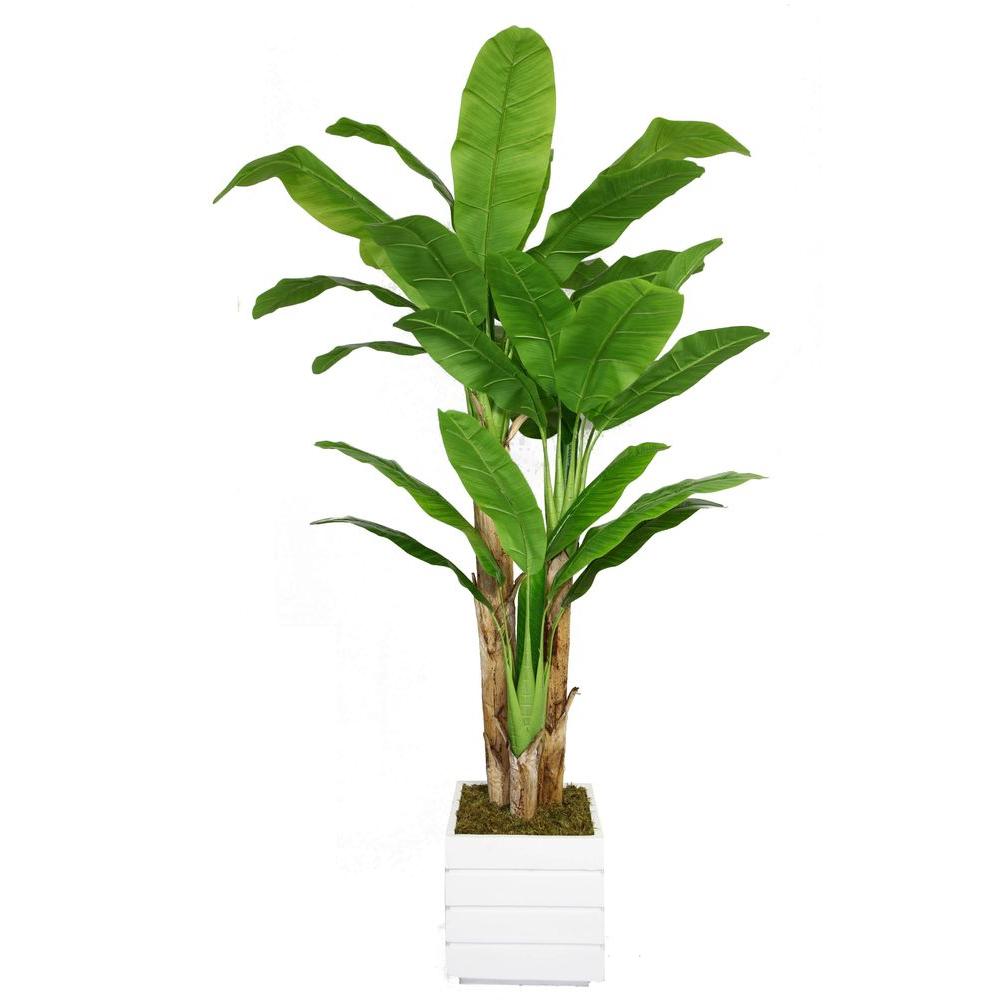 Laura Ashley Artificial Plants Flowers Home Decor The Depot Tall Banana Tree With Real Touch Leaves In 14 Fiberstone Planter