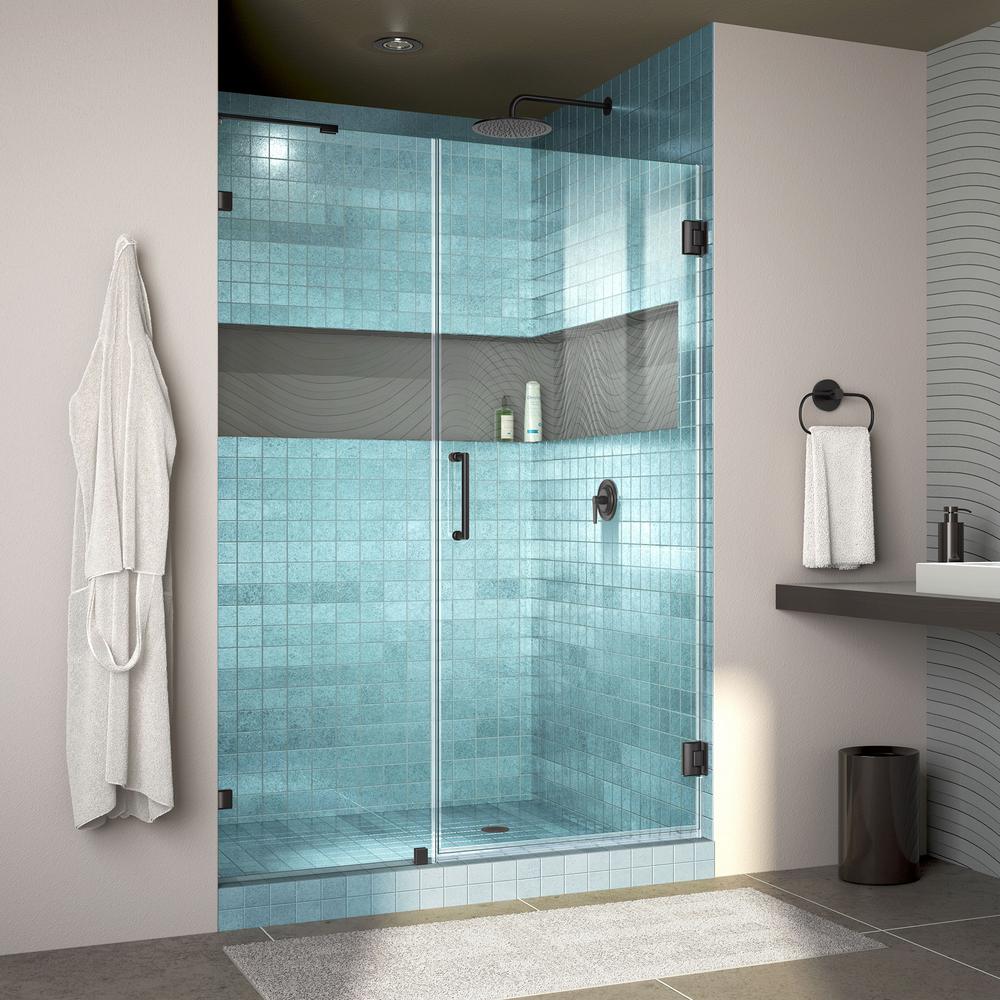 DreamLine Unidoor Lux 48 In. X 72 In. Frameless Hinged Shower Door In Satin Black-SHDR-23487200 ...