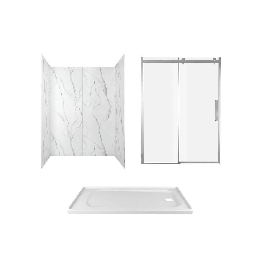 Vigo Monteray Frameless Shower Enclosure With Right Drain Base