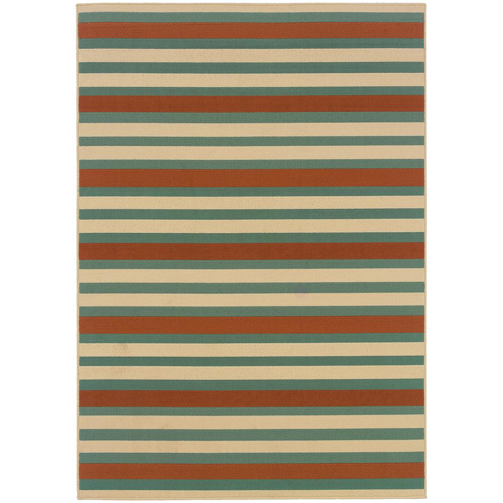 Home Decorators Collection Candy Stripe Orange/Teal 6 ft. 7 in. x 9 ft