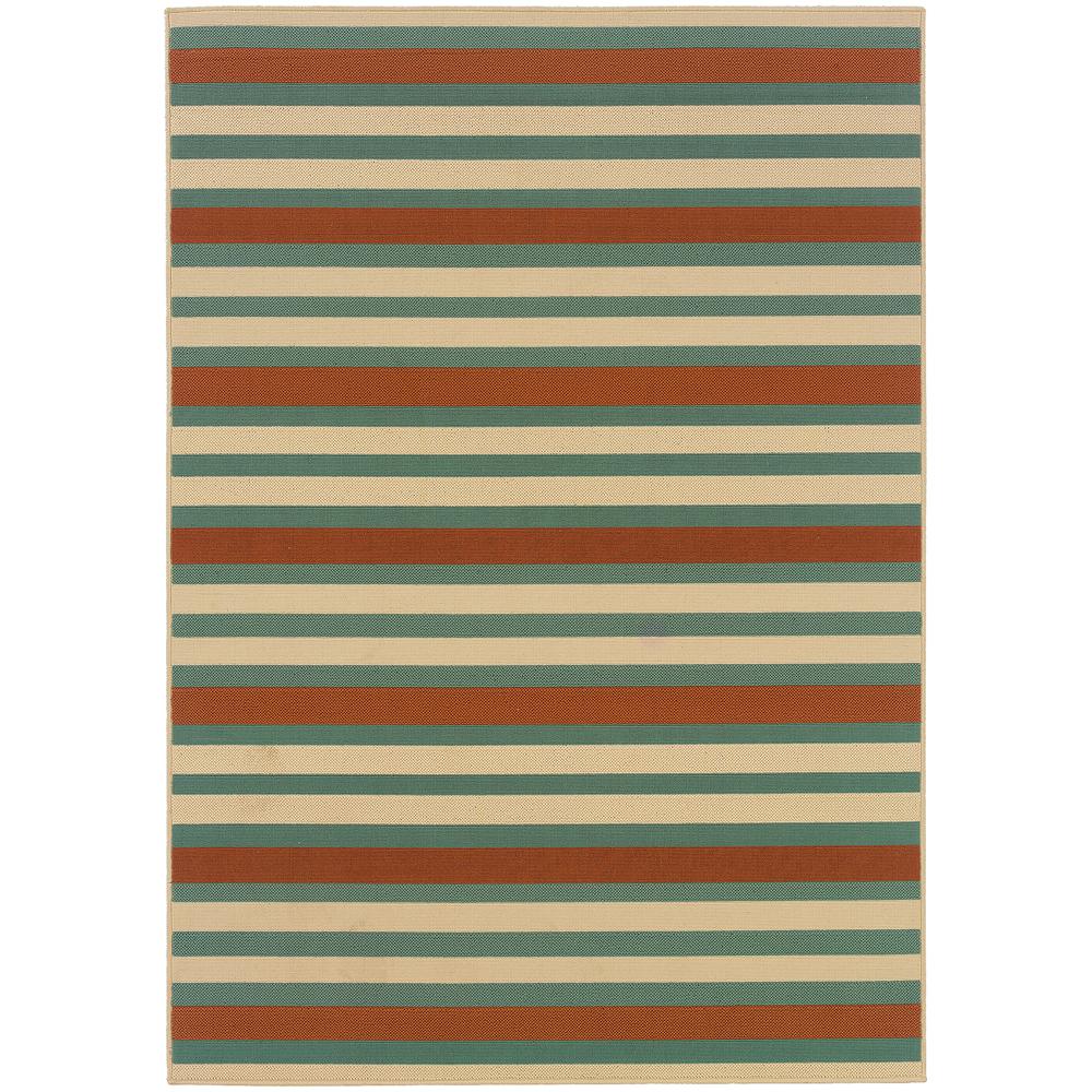 Home Decorators Collection Candy Stripe Orange Teal 7 Ft X 10 Ft Indoor Outdoor Area Rug The Home Depot