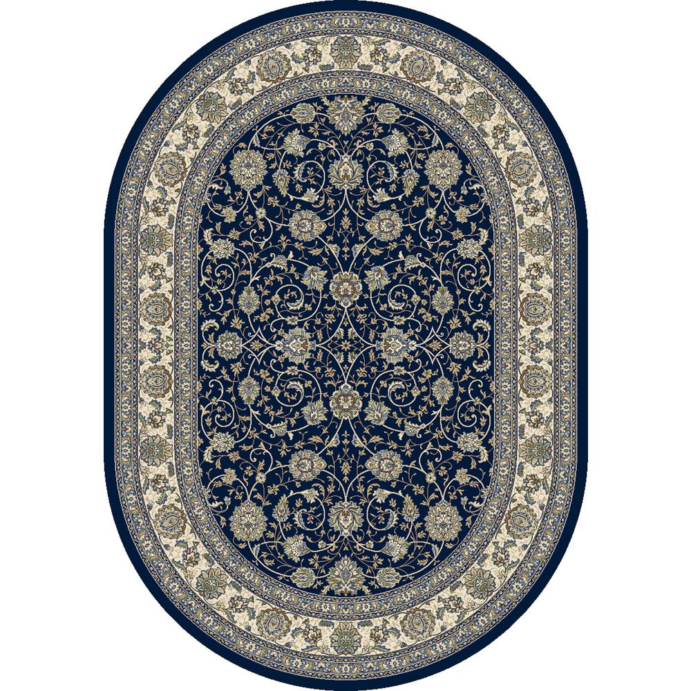 Dynamic Rugs Ancient Garden Navy 5 ft. x 8 ft. Oval Indoor Area Rug