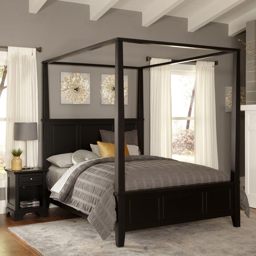 Home Styles Bedford Black Queen Canopy Bed 5531 510 The Depot