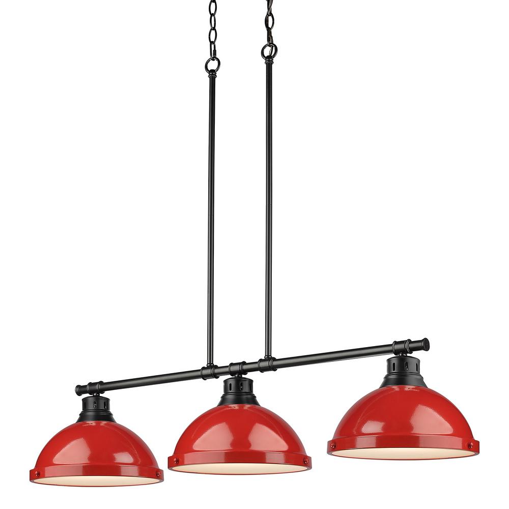 Golden Lighting Duncan 3 Light Black Pendant With Red Shade Golden Lighting Duncan 3 Light Black Pendant With Red Shade