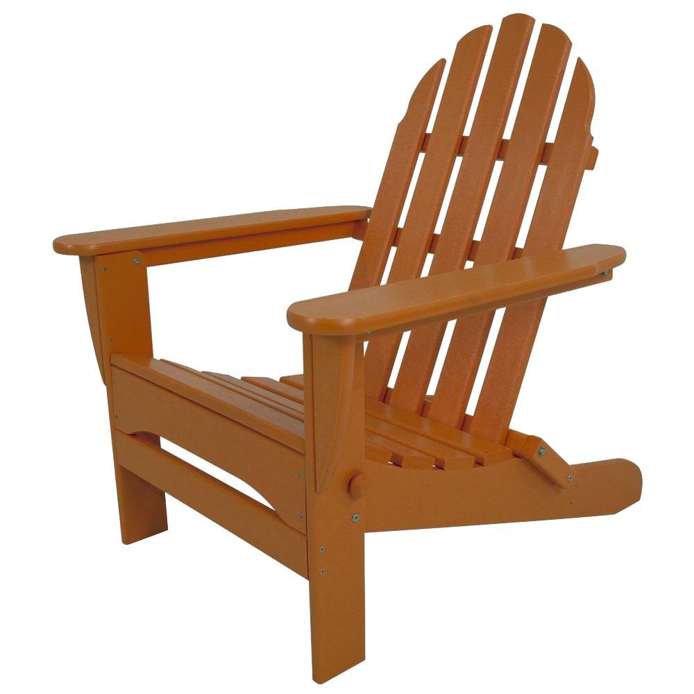 POLYWOOD Classic Tangerine Plastic Patio Adirondack Chair ...