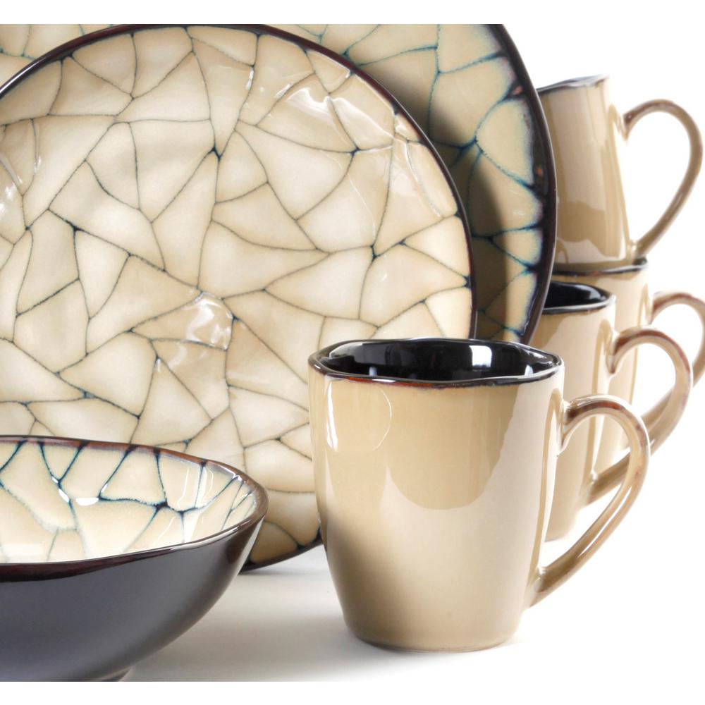 Gibson Elite Zambezi 16 Piece Modern Black With Beige Ceramic Dinnerware Set Service For 4 72546 16rm The Home Depot