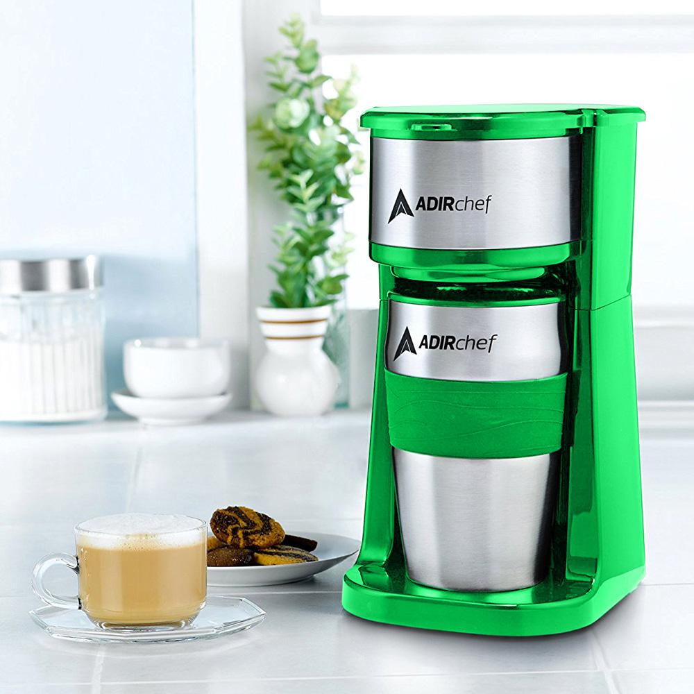 AdirChef Grab'n Go Green Single Serve Coffee Maker with