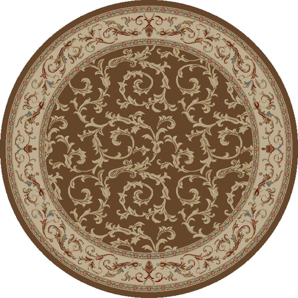 Concord Global Trading Jewel Veronica Brown 5 ft. 3 in. Round Area Rug ...