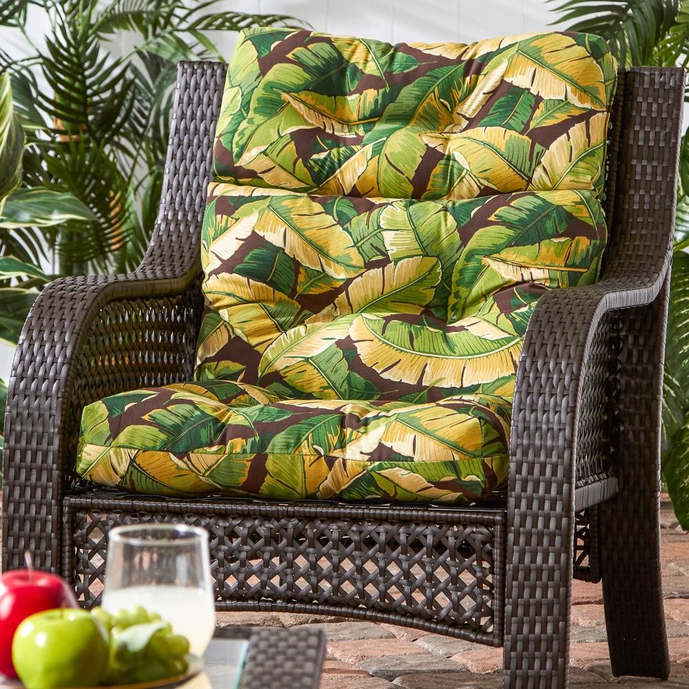Greendale Home Fashions Palm Leaves Green Outdoor High Back Dining - Green High Back Patio Chair Cushions Greendale Home Fashions Palm Leaves Green Outdoor High Back Dining - Green High Back Patio Chair Cushions