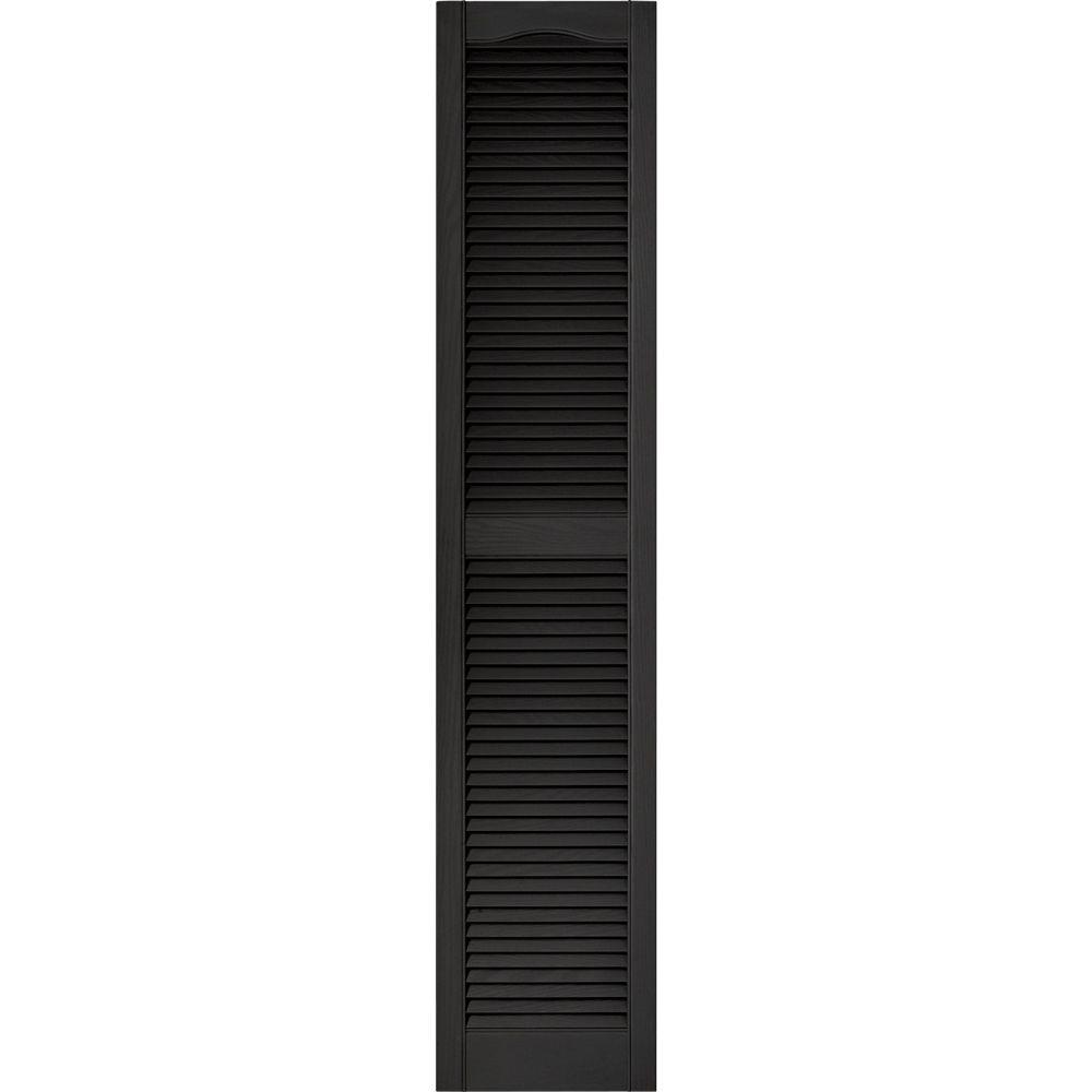 Builders Edge 15 In X 72 Louvered Vinyl Exterior Shutters Pair 002 Black