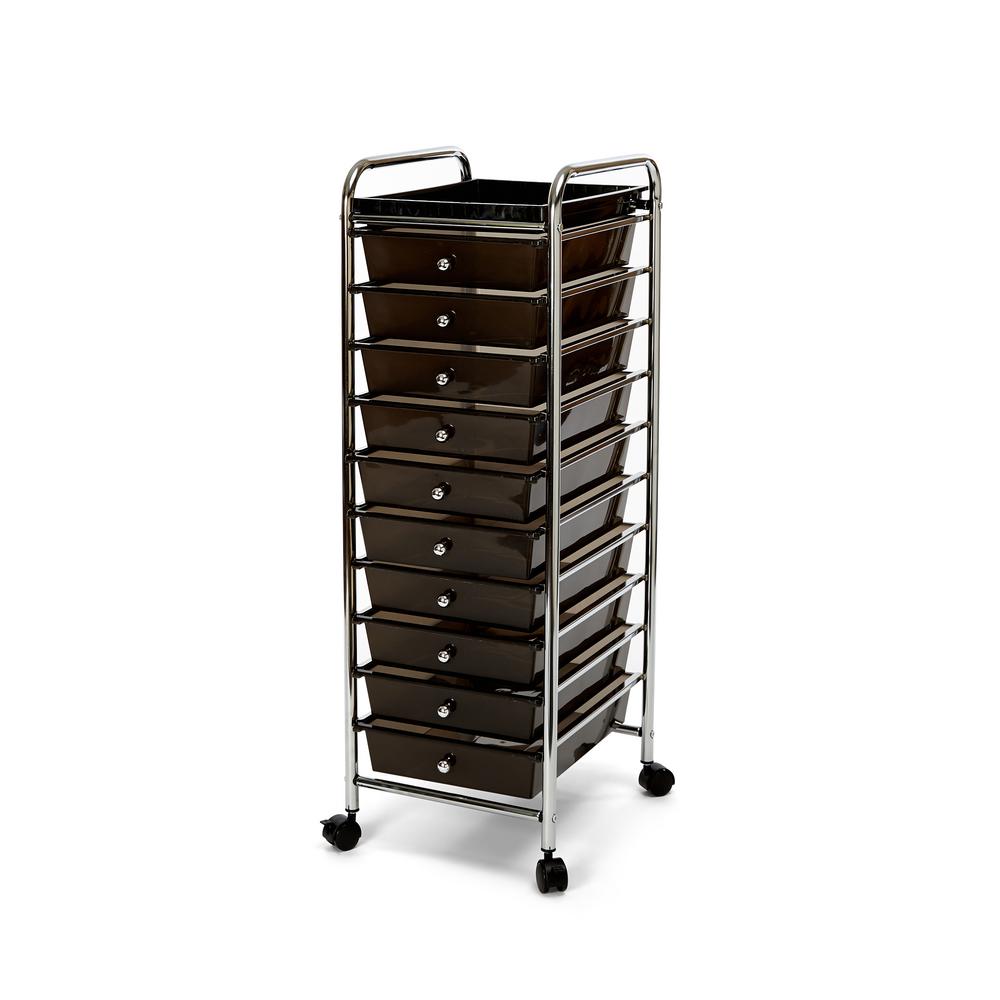 Seville Classics 10-Drawer Organizer Cart Black