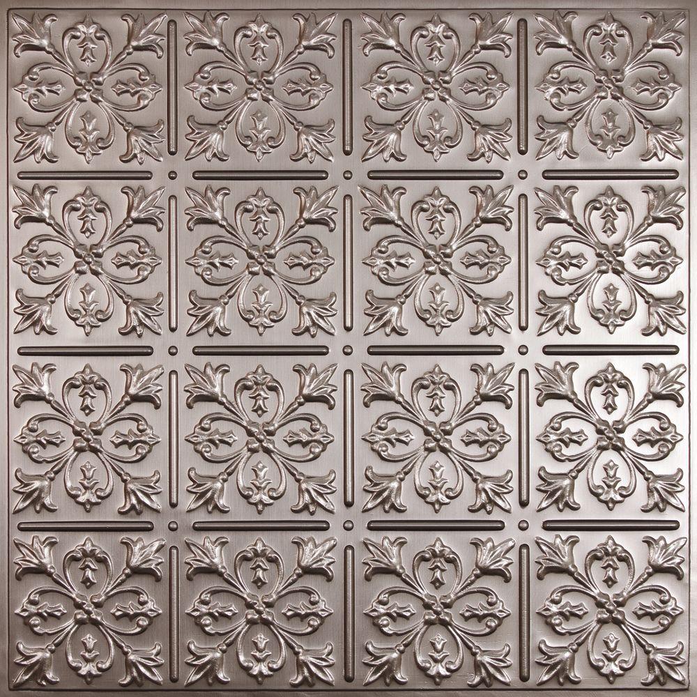 Ceilume Fleur De Lis Faux Tin 2 Ft X 2 Ft Lay In Or Glue Up Ceiling Panel Case Of 6