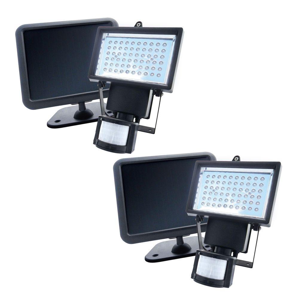 Nature Power Outdoor Security Lighting The Black Solar Powered Motion Activated Outdoor 60 Led Security Light 2 Pack