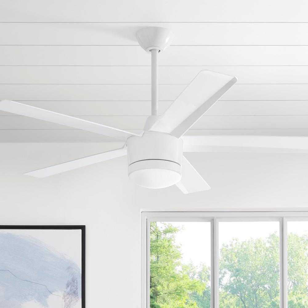 Home Decorators Collection Merwry 52 In Integrated Led Indoor White Ceiling Fan With Light Kit And Remote Control Sw1422wh The Depot - Home Decorators Collection Ceiling Fan Led Light Kit